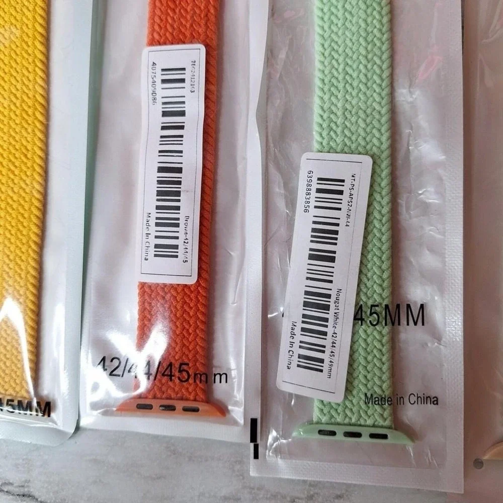 Lot of 8 Unisex Braided Stretch Watch Bands 42-44mm (L) New in package‎